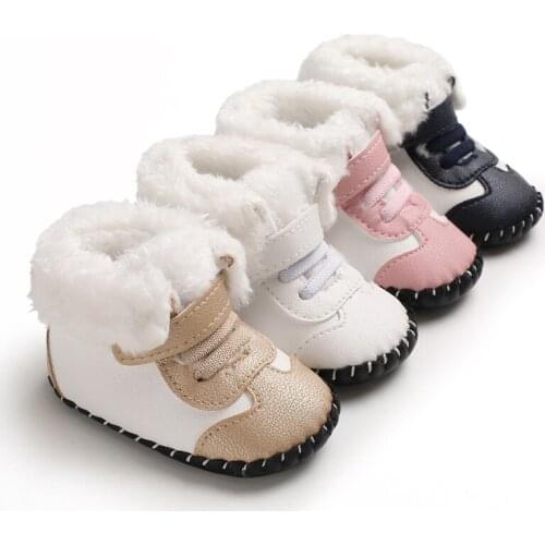 2020 Winter Warm Kids Baby Shoes for Boy Girl Toddler Boots PU Leather Waterproof Non-slip Plush Infant Snow Boots