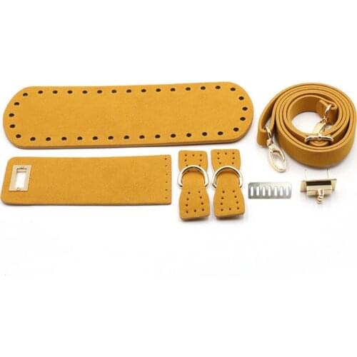 5 Pieces/Set Artificial Leather Shoulder Bag Replacement Sewing Accessories for DIY Hand-Woven Crocheting Handbag Projects 066F