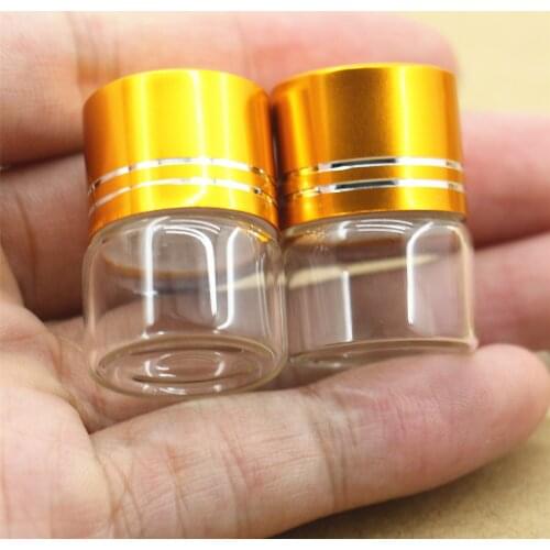 50 PCS/lot 22*30mm 5ml Glass Bottle Golden Plastic Caps Glass Jars Mini Diy Wedding Gift Vial Test Tube