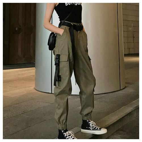 Women Pants 2021 Ribbons Black Hip Hop Casual Male Joggers Trousers Fashion Casual Streetwear Pants flare pants sweatpants women