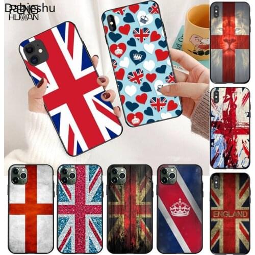 England UK Flag black Phone Case Hull for iPhone 11 pro XS MAX 8 7 6 6S Plus X 5S SE 2020 XR case
