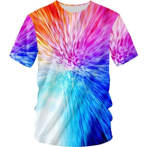 CJLM Laser Ray Colorful T-shirt Spring Summer Cool Tops Water Wave Vortex Men/women Oversized Dropship Casual Classic Shirt New