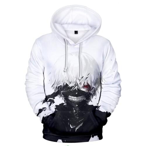 Childrens Hoodies Tokyo Ghoul 3D Printing Hoodies Ken Kaneki Off White Hooded Hoodie Japan Anime Sweatshirts Tokyo Ghoul Tops