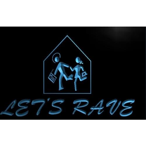S140 Lets Rave Party Dj Disc Jockey Bar Light Sign