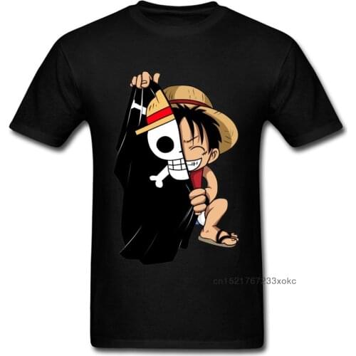 Little Luffy T-shirt Men One Piece Tops Pirate Flag Print Tee Zoro Cool T Shirt 3D2Y Agreement Tshirt Anime Family Streetwear XS