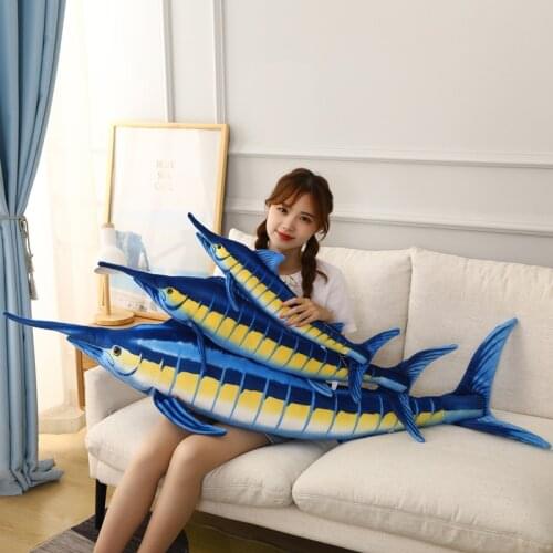 60/100/140cm Simulation Blue marlin Plush Toy Lifelike Fish Organism Blue marlin Soft Stuffed Pillow Home Decoration