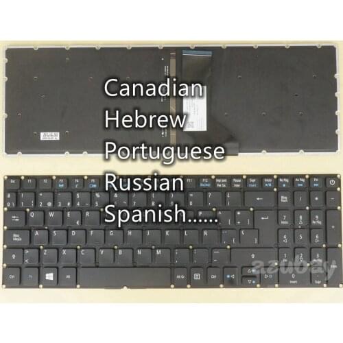 Canadian Hebrew Portuguese Russian Spanish Keyboard For Acer Aspire E5-553 A715-71G A717-71G V3-574 V3-574G V3-574TG Red Backlit
