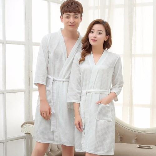 Lovers Kimono Waffle Bath Robe Elegant Bathrobe Women Men Dressing Gown Bride Wedding Bridesmaid Robes Night Gown for Women