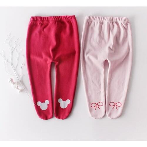 Diy bowknot design newborn pantyhose fall 100% cotton toddler stocking for girls tights children trousers 0-2y kids clothes warm