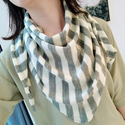 Korean air Conditioning Room Stripes Knit Wool Triangle Knotted Neck Guard Shawl Winter Women Cloak Fake Collar Warm Scarf Q20