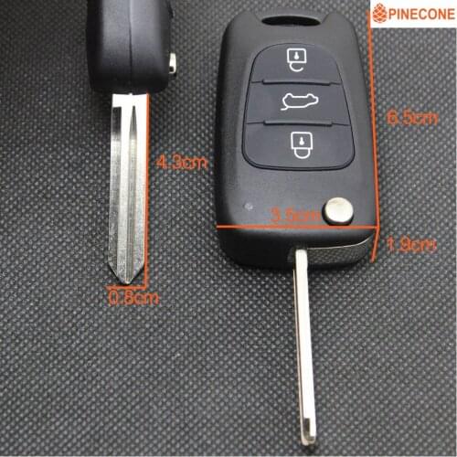 PINECONE Key Casing for KIA K5 K2 Car Key 2 Buttons Uncut HY14 Blade Replace Remote Key ABS Shell With Battery Holder