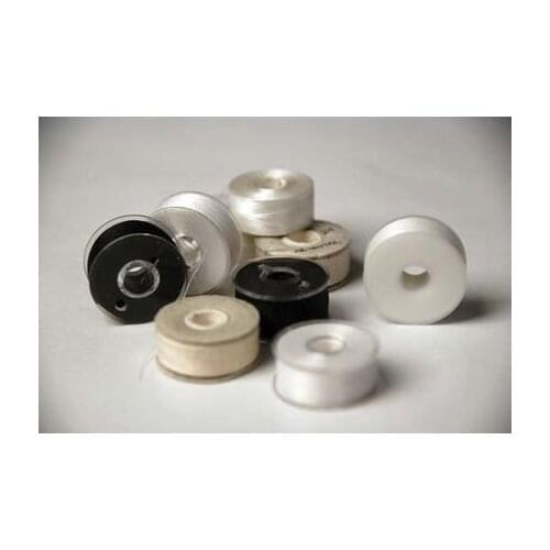 L type plastic bobbin core, Polyester embroidery pre-wound bobbin thread with plasitc side+free shipping