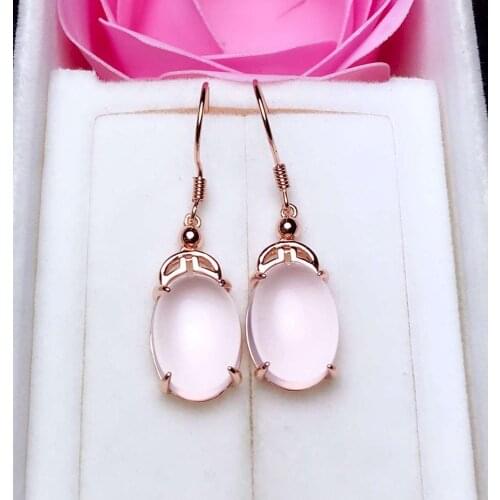 Best Gift Real and Natural Rose Quartz Earring Natural And Real 925 sterling silver Rose Quartz Earring
