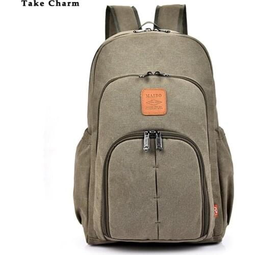 Men Canvas Large-capacity Backpack 2020 New Outdoor Waterproof Durable Travel Backpack Laptop Bag Youth Leisure Sports Bag Black