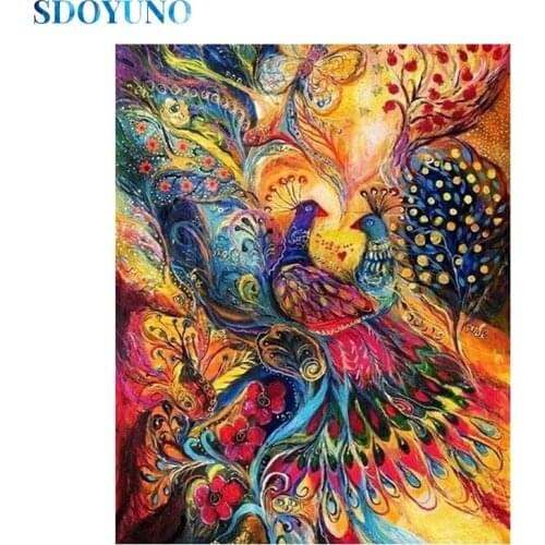 SDOYUNO DZDP850 Full Square/Round Diamond Painting Kits Animals 5D DIY Diamond Embroidery Mosaic Rhinestone Pattern Home Decor