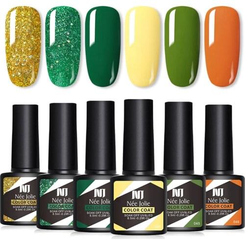 8.5ml Nail Polish Kit Soak Off Nail Gel Set Starter Kit with Assorted Color Nail Polish 6 Bottles Nail Art Tool