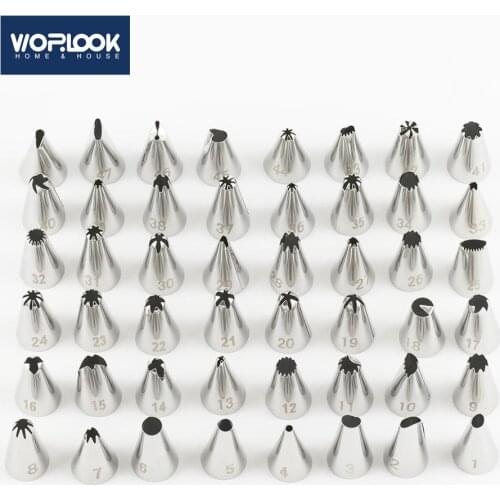 6-48PCS Combination Stainless Steel Cream Cupcake Mouth Set Pastry Nozzles Coupler Baking DIY Tool With Number Piping Tips Set