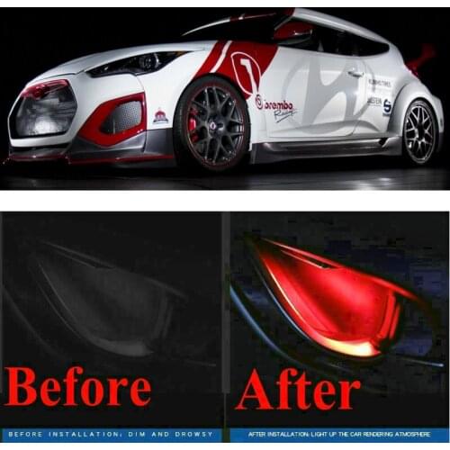 4pc CF style stickers on cars interior inside door handle atmosphere lamp for hyundai Terracan Veloster Trajet ACCENT 1 2 3 4