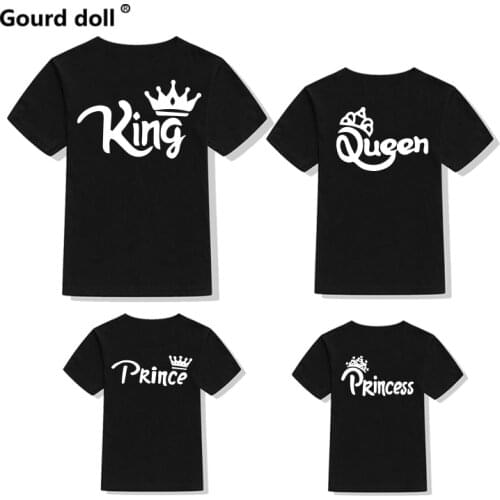 Family matching clothes Cotton T-shirt family look King Queen Princess Prince Father Mother Daughter Son Clothes baby girl Tops