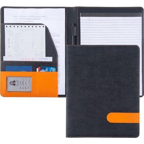 A4 Leather Small Document File Folder,Multifunction Office Supplies Manager Organizer Briefcase Padfolio Bags