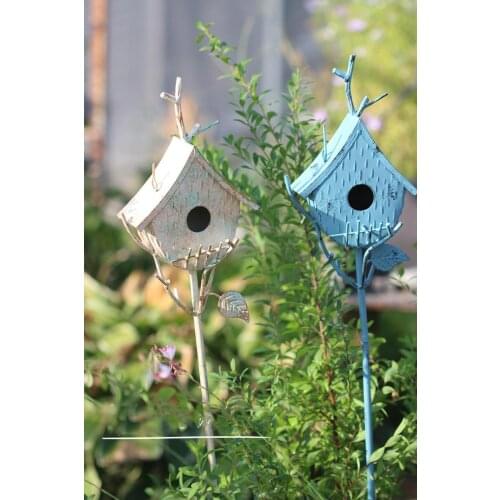 Pastoral Wrought Iron Bird Nest Flower Arrangement Ornaments Outdoor Lawn Garden Figurines Crafts Courtyard Villa Decoration Art