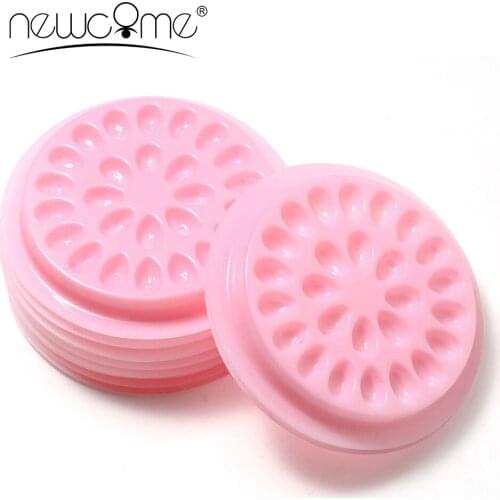 Newcome Eyelash Extension Glue Holder Pink & Disposable Pallet for Grafting Eyelashes False Eyelashes Pallet Pads