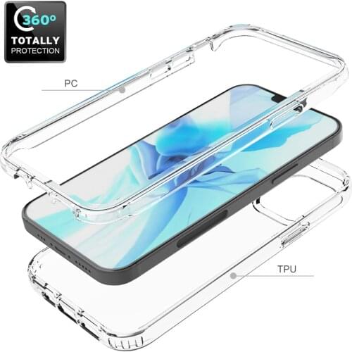 2 in 1 Shockproof Bumper Phone Case For iPhone 11 12 11Pro Max XR XS Max X 7 8 Plus 11Pro SE 2020 Transparent Hard PC Back Cover