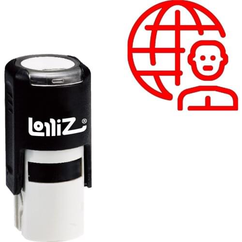 LolliZ User Globe Self-Inking Rubber Stamp - Modern Symbol Series