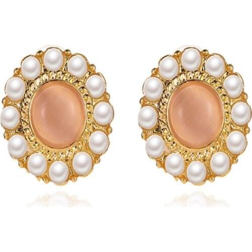 Luxury Female Crystal Zircon Stone Earrings Fashion Jewelry Simplicity Pearl Earring Vintage Exquisite Stud Earrings For Women
