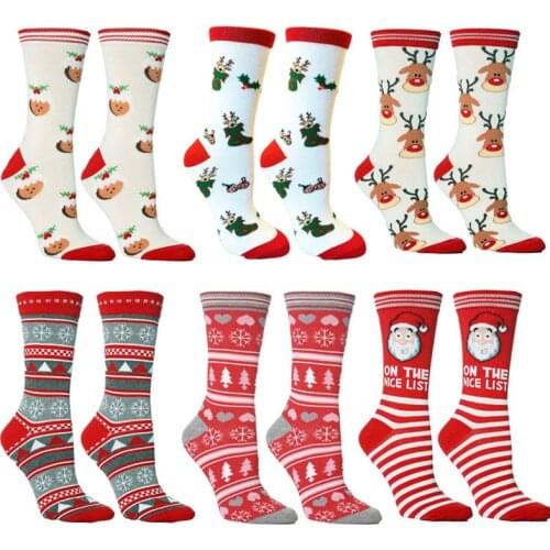 Christmas Socks Santa Claus Cartoon Cotton Christmas Stocking Socks for Happy New Year Christmas Decoration Ornament Xmas Gifts