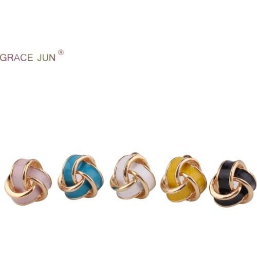 GRACE JUN 5 Colors Available Candy Enamel Clip on Earrings No Pierced for Women Party Wedding Charm Screw Ear Clip Bijouterie