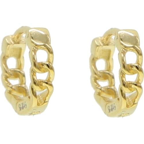 925 sterling silver cuban link chain shaped small mini huggie hoop earring new