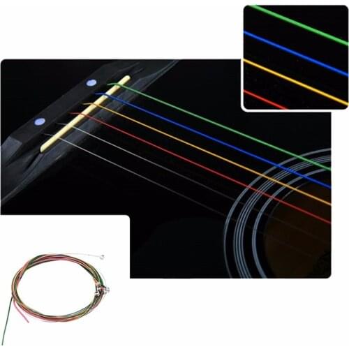 6Pcs Guitar String Multiple Color 1-6 E B G D A E Colorful Firm Copper Alloy Guitar Strings Set for Acoustic Guitar Equipment