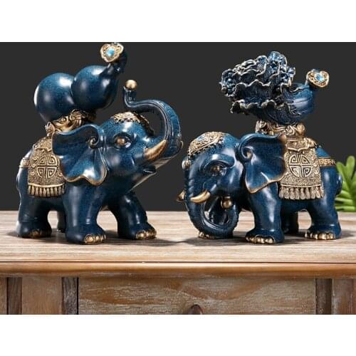 2 PCS LUCKY ELEPHANT DECORATION EUROPEAN HOME WINE CABINET DECORATION LIVING ROOM TV CABINET CRAFTS OPENING GIFT