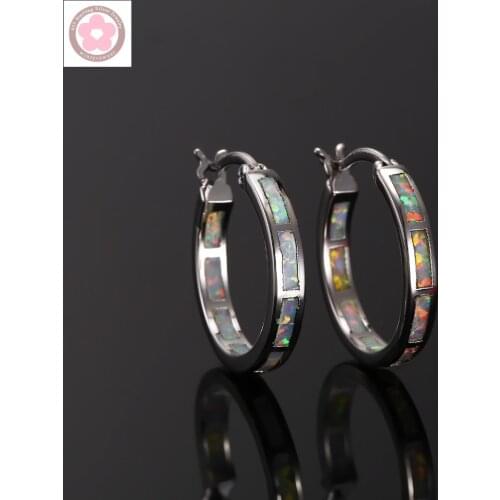 JZE0013 Classic Orange Fire Opal Hoop Earrings For charm Women