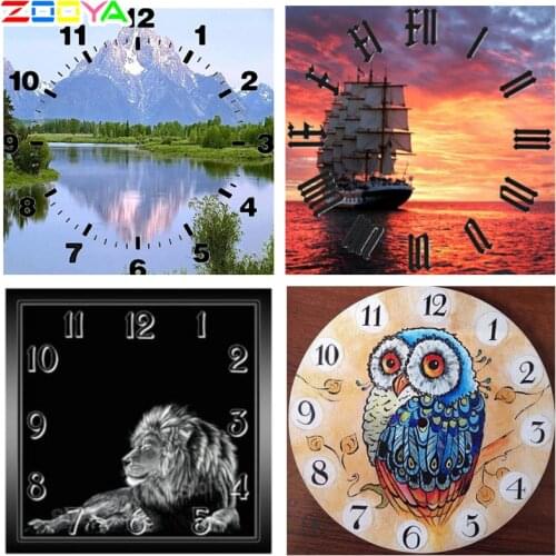 ZOOYA 3D DIY Full Round Diamond Embroidery Painting Cross Stitch Diamond Mosaic Home Decor Clock Scenery Mountain Peak RF925