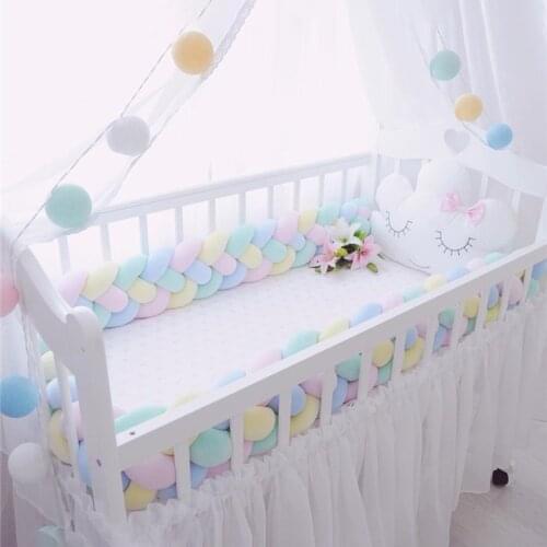 1M 3 Strands Baby Bumper Bed Soft Warm Braid Knot Pillow Cushion Bumper for Infant kids Crib Protect Cot Bumper Room Decoration