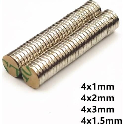 10/100 Disc magnet 4x1 4x1.5 4x2 4x3 4x4 mm Belt with 3M self - adhesive NdFeB magnet Dia 4mm neodymium magnet Magnetic standard