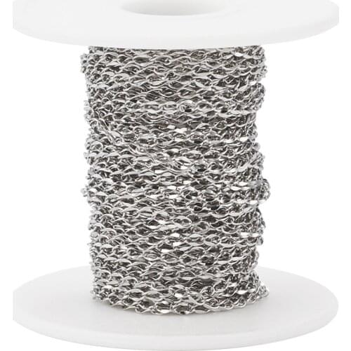 10m/roll Soldered 304 Stainless Steel Twisted Chains Curb Chains with Spool for Jewelry Making DIY Bracelet Necklace Findings