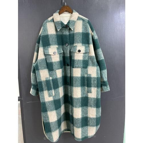 2021FW Autumn Winner High Quality Women Luxury Vintage Wool Plaid Overcoat Outerwear Female Fashion Coat Jacket Tutu