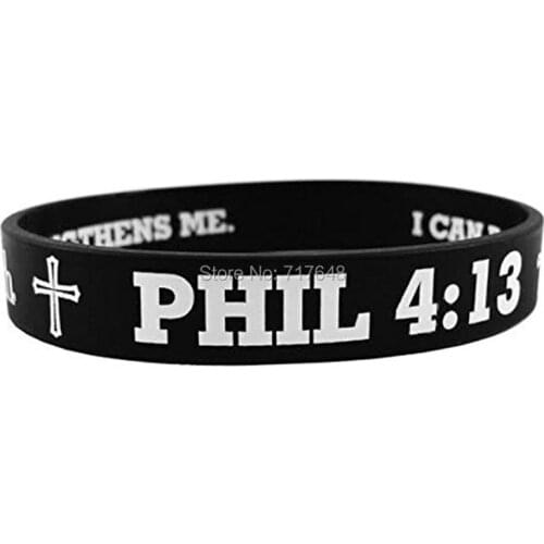300pcs Philippians 4:13 I can do all things through Christ wristband silicone bracelets free shipping by FEDEX A