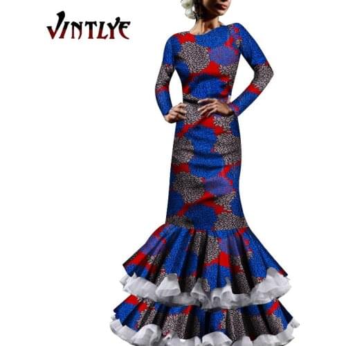 African Kanga Prom Dresses for Women Fashion Robe Africaine Femme Mermaid Bodycon Maxi Dress Long Evening Clothing Gowns WY137