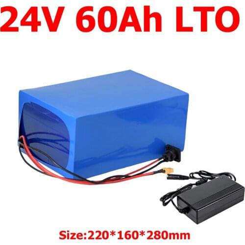 GTK 24v 60ah LTO battery pack BMS 10S 2.4V Lithium titanate battery for 1000w inverter scooter lamp Golf Cart +5A Charger