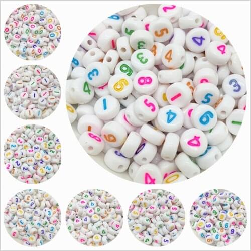 100pcs 7mm Acrylic Beads 0-9 Numbers Beads Ovla Shape Spacer Beads For Jewelry Making DIY Handmade Charm Bracelet Necklace