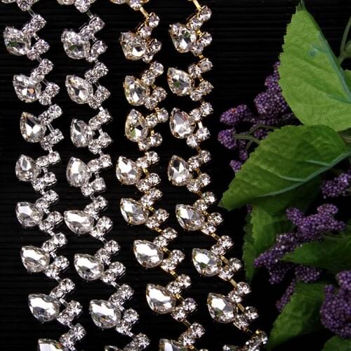Free Shipping 5yards Rhinestone crystal Chain Bridal Sash Rhinestone Applique, Wedding Applique,Rhinestone Trimming LSRT074