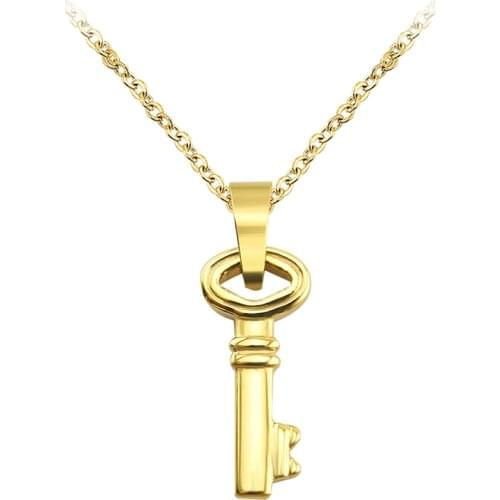 Gold Silver Color Key Pendant Necklaces 316L Stainless Steel Necklace Chain Trendy Choker Necklace