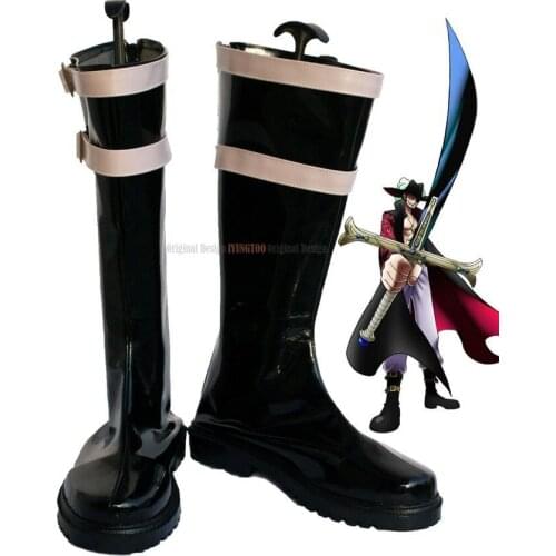 Mihawk Black Shoes Cosplay One Piece Dracule Mihawk Cosplay Boots Shoes Custom Made