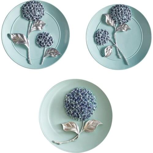 Pastoral Style Handmade Resin Flower Plate Wall Decoration Wedding Gifts Household Desktop Crafts Dish Ornaments Souvenirs R1643