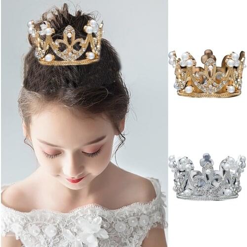 Children Gold Sliver Headwear Girls Dress Princess Hair Accessories Baking Cake Crown Headdress Children Headband Gift For Kids