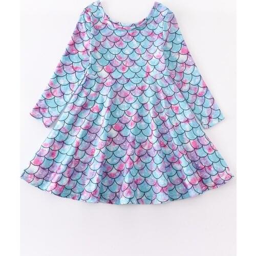 Girlymax Fall/winter Baby Girls Kids Clothing Milk Silk Mermaid Twirl Dress Knee Length Long Sleeve Kids Clothing